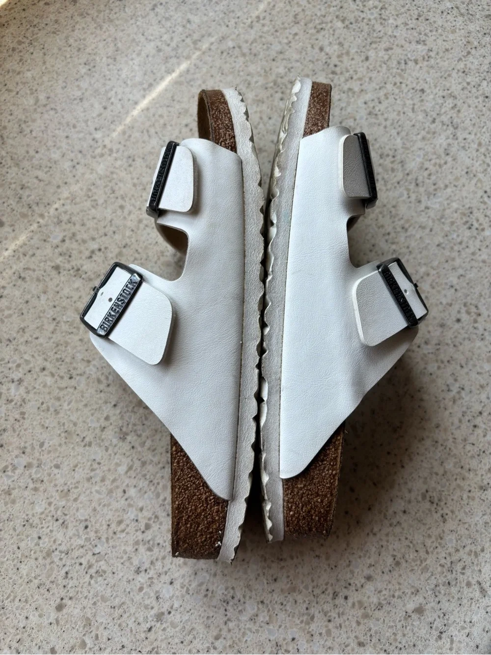Birkenstock White Double-Buckle Slide Women’s Sandals - Size 8